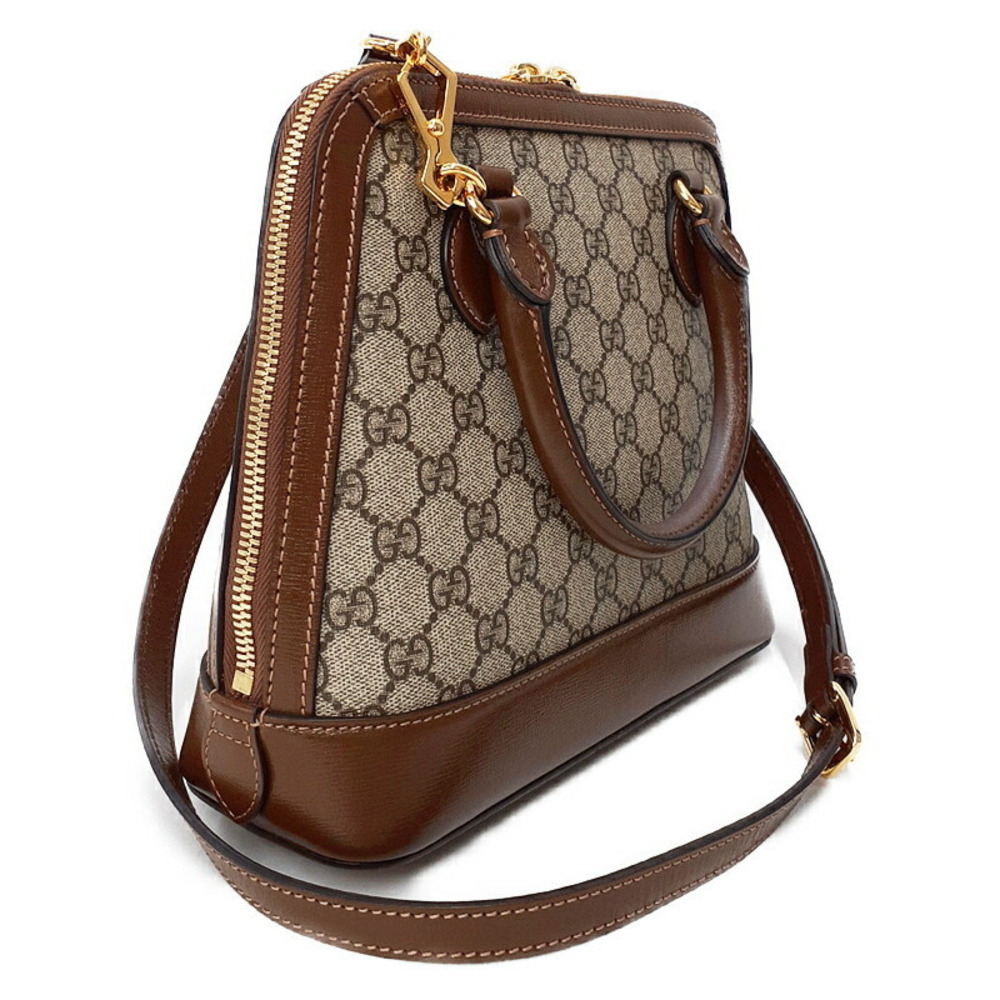 Gucci Leather Top Handle 2way Bag Brown Horsebit 1955